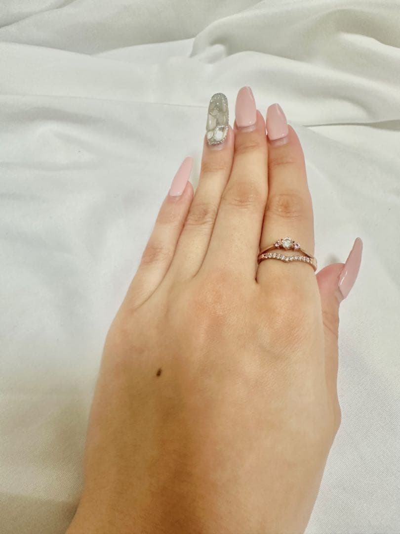 4℃ ヨンドシー　ピンクゴールド 重ね付けリング ダイヤモンド　指輪　13号