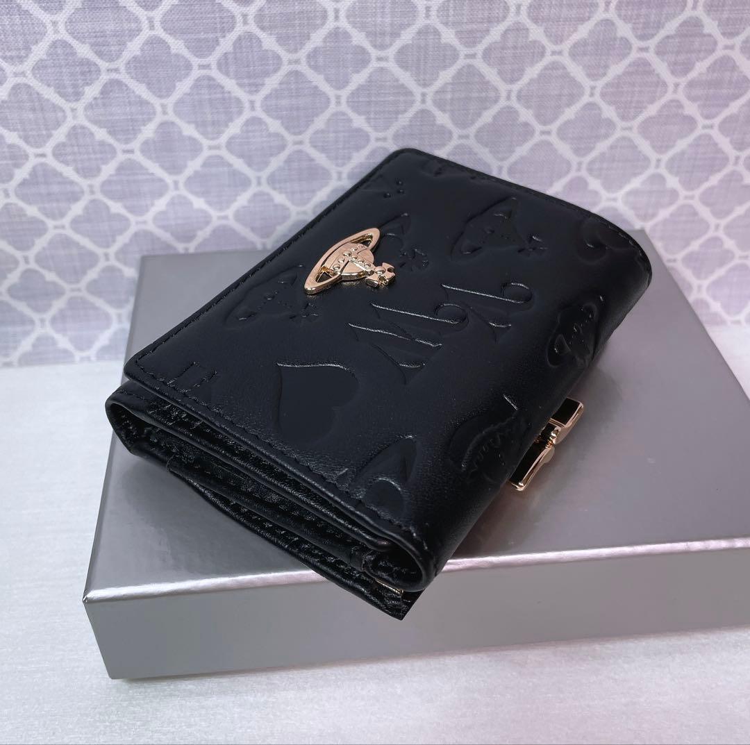 【最新❤︎新品】ヴィヴィアン・ウエストウッド　三折財布 ブラック マット