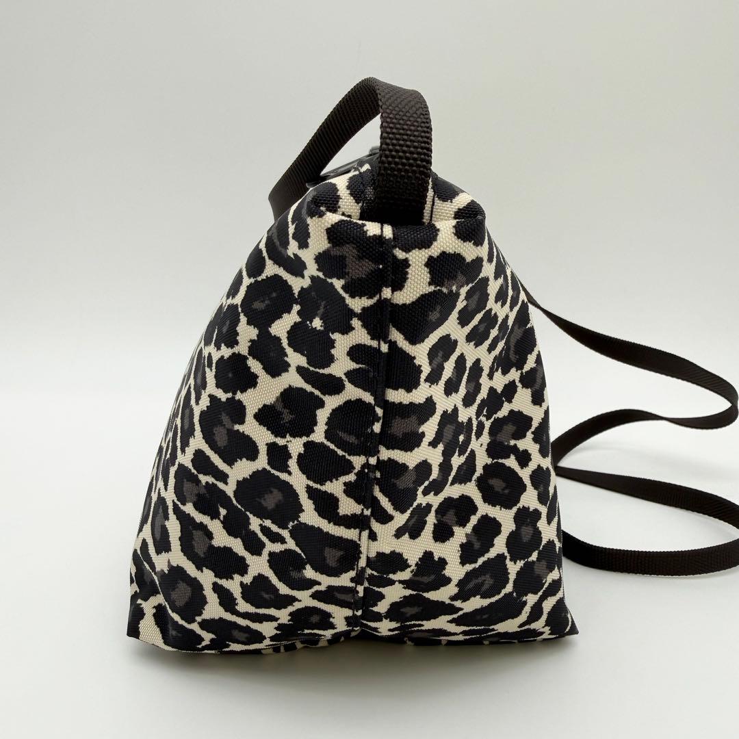 【極美品】エルベシャプリエ 2885F 舟型ショルダーバッグ S パンサーブラン