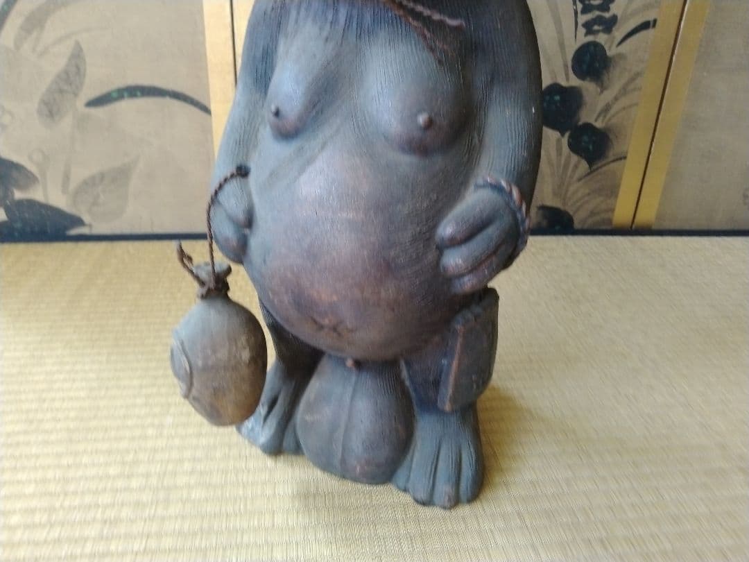 古格あるすまし顔なタヌキ　骨董　信楽焼　京焼　茶道具　置物　開運　縁起物