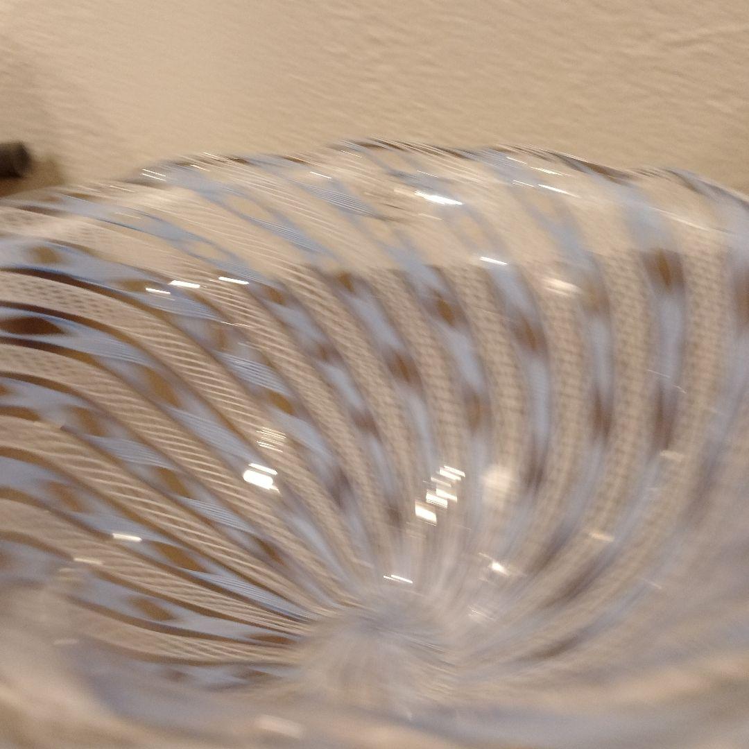 ベネチアンガラス　ムラノ　MURANO　コンポート　水色　レース　インテリア