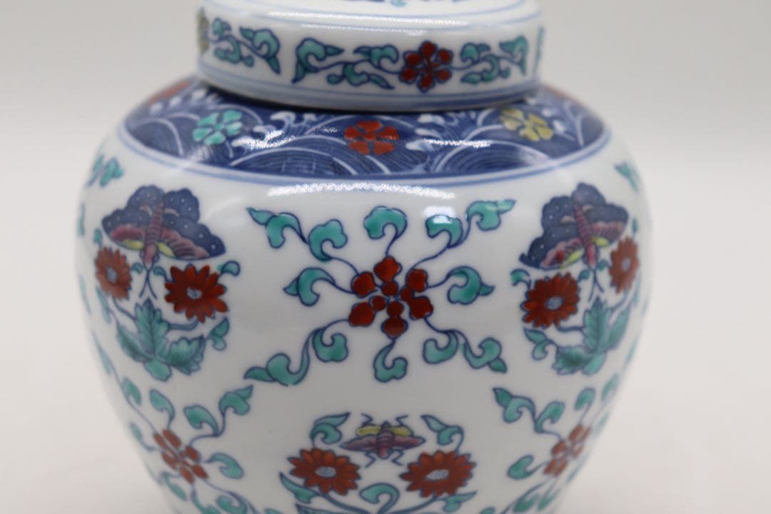 茶壺　景徳鎮製　大明成化年製とう彩壺写　送料込み251018