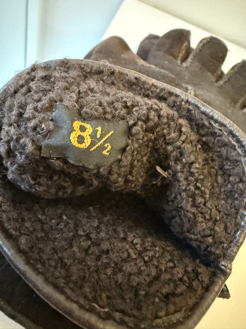 HERMÈS ダークブラウン ムートン　レザー手袋　メンズ