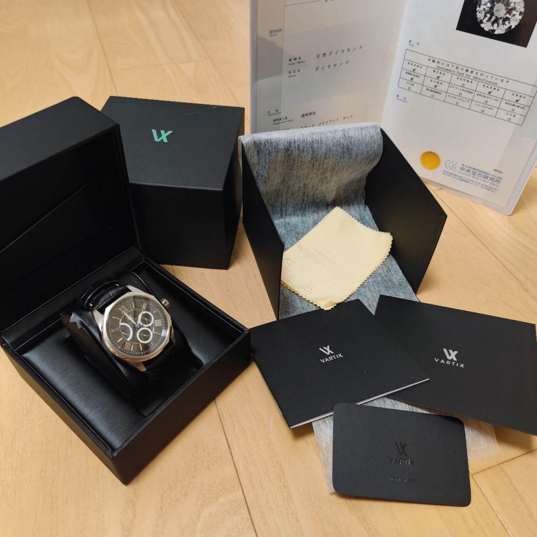 箱のみ美品 天然ダイヤ鑑定書付　VARTIX PR01-0278 革ベルト