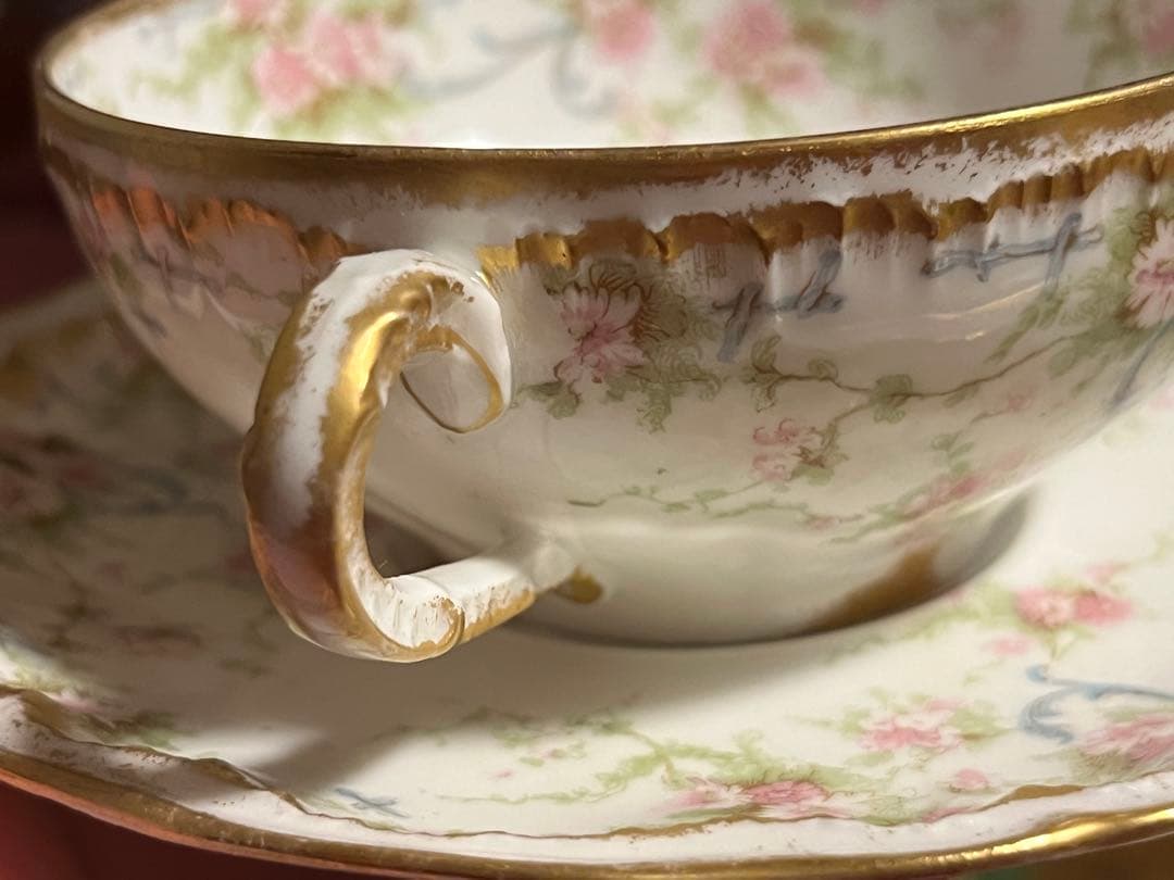 リモージュ　アビランド　ぼかし金彩 フラワー カップ＆ソーサー