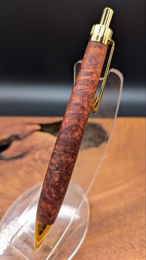 605超極上　本花梨　瘤杢　木軸シャーペン　ボールペン