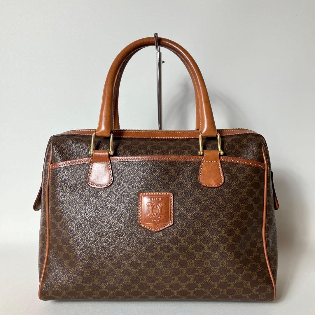 2511-38｜セリーヌ ハンドバッグ ブラウン マカダム柄 トリオンフ