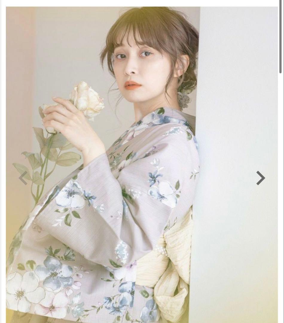 Dita 浴衣　ecru pink flower 薄紫色