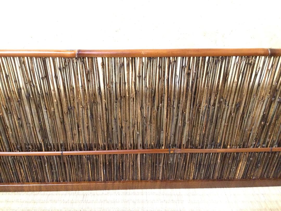 夏用 風炉先屏風 桑縁黒竹簾 杉乃井謹製 茶道具 紙箱付 L173