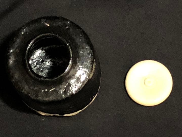 【茶道具】前大徳寺森山歓渓箱書 旦入造 黒楽茶入 『一念』 茶入172