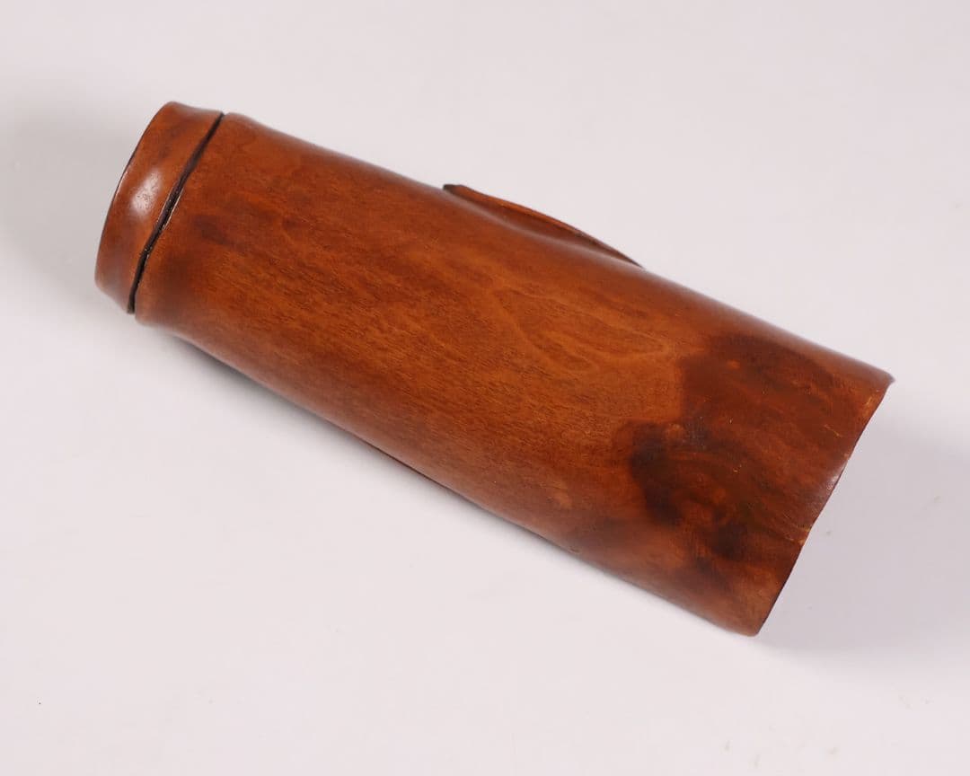 木製 提物 根付 玉松(銘) 茶合形 蝙蝠 彫刻 木彫り【MA926】