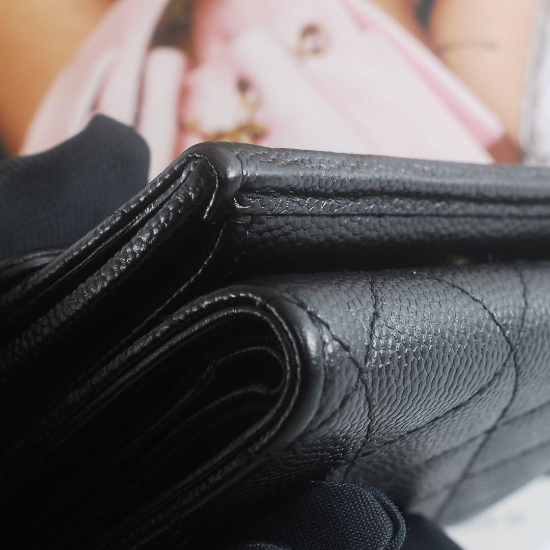 シャネル＊CHANEL＊キャビアスキン＊マトラッセ＊三つ折り財布