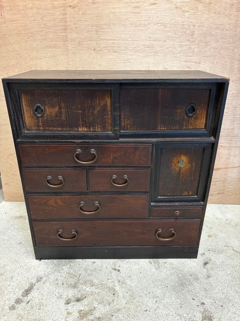 木製タンス 6引き出し ダークブラウン