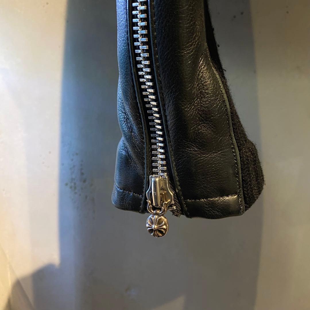 極美品 クロムハーツ ニューレーサー シングルライダースジャケット カシミヤ M