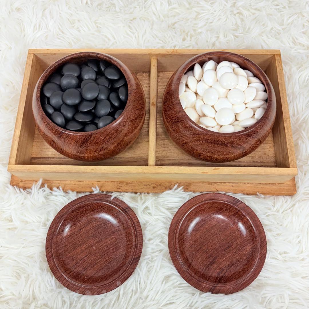 高級碁笥 極厚蛤碁石 桐箱付き 36号 那智黒 特大平型碁笥 囲碁 希少