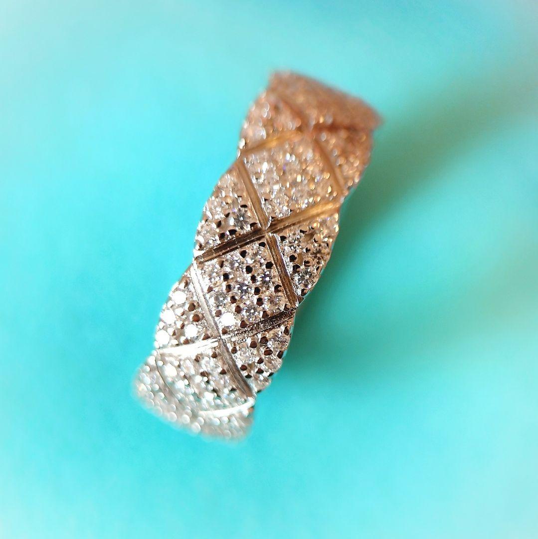 2506 最高級 モアサナイト フルエタニティ リング キルティング シルバー