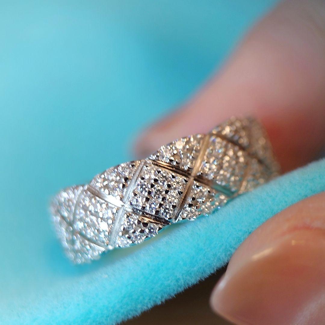 2506 最高級 モアサナイト フルエタニティ リング キルティング シルバー