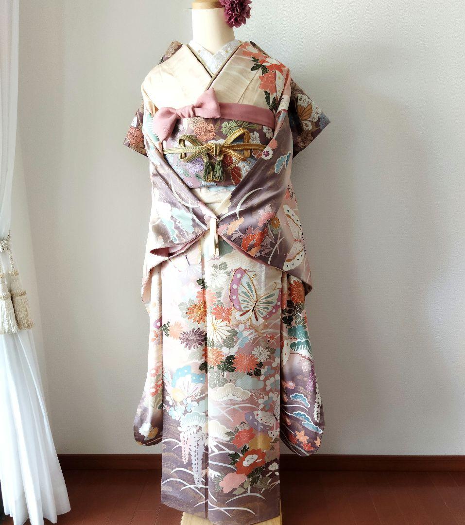 TAO様　432.可愛いくすみピンク　振袖7点セット 正絹　フルセット　成人式