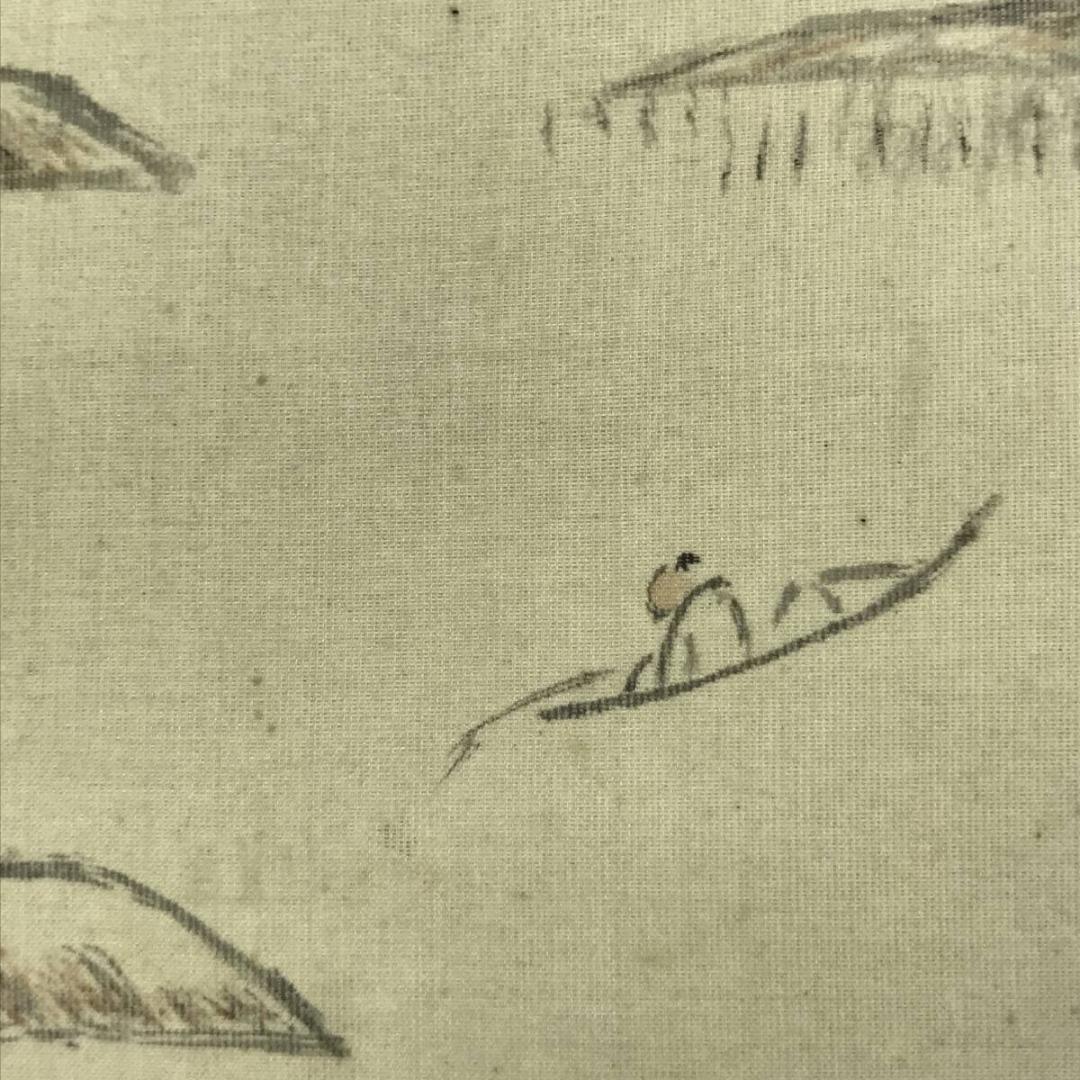 【真作】水竹/山水画賛/山水図/横物/掛軸☆宝船☆AD-433