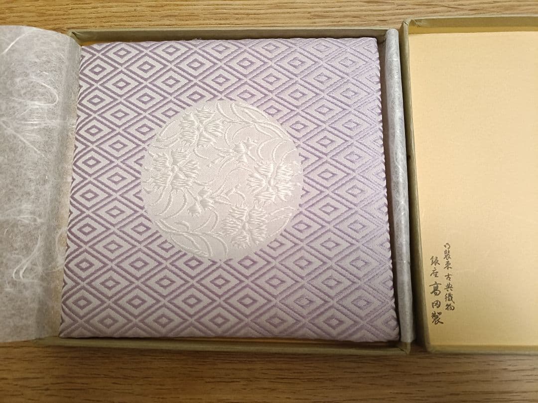 ⑤銀座高田製　茶道用帛紗 薄紫色 菱形模様