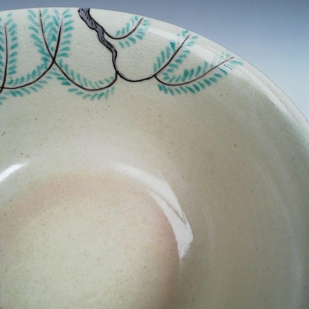 Ｔ６９６　茶碗　『色絵　柳』『淡海ぜぜ 陽炎園 造』　共箱　抹茶碗　茶道具