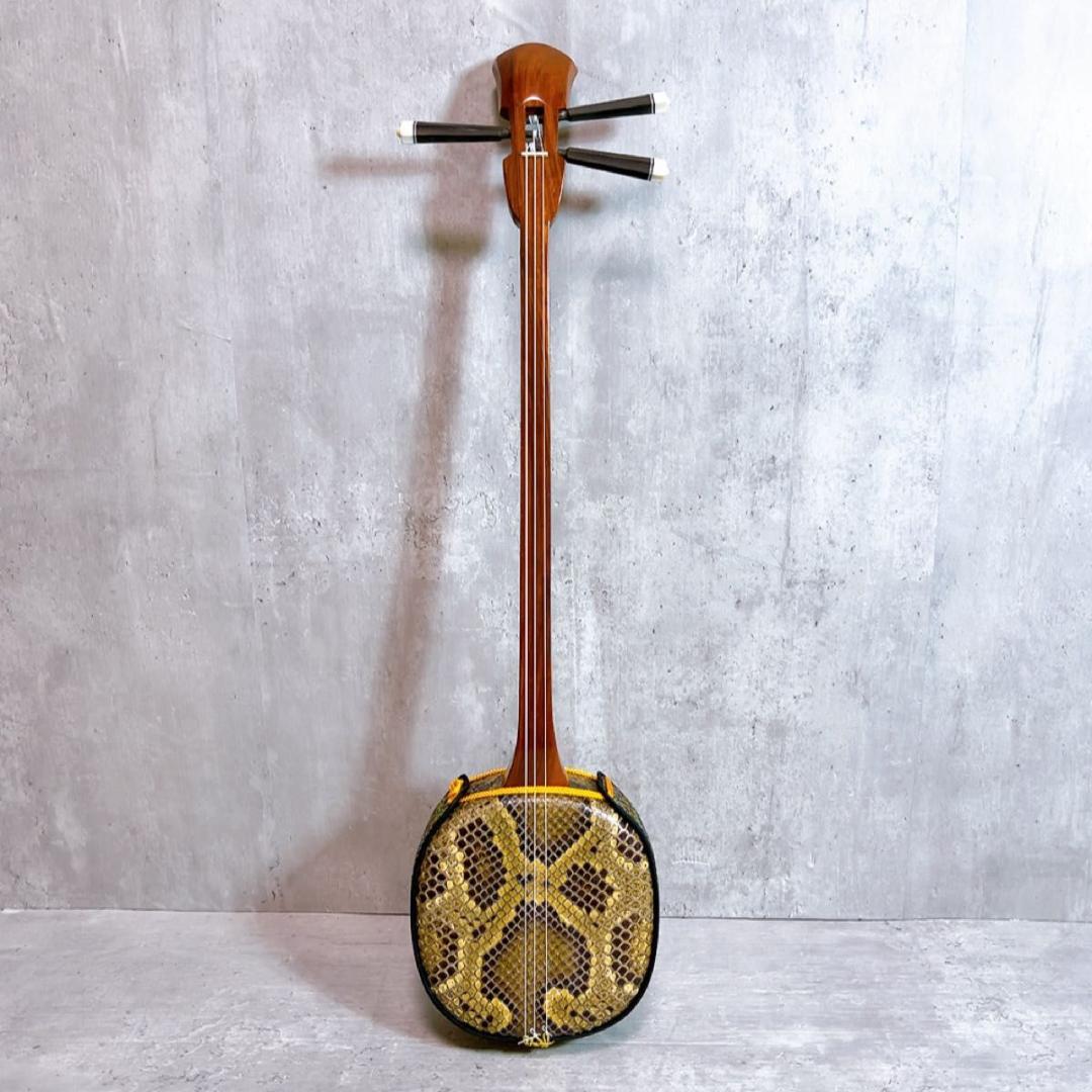 希少! 宮古木工芸　本革三線　一枚貼り　マホガニー　高級素材　保証書付き