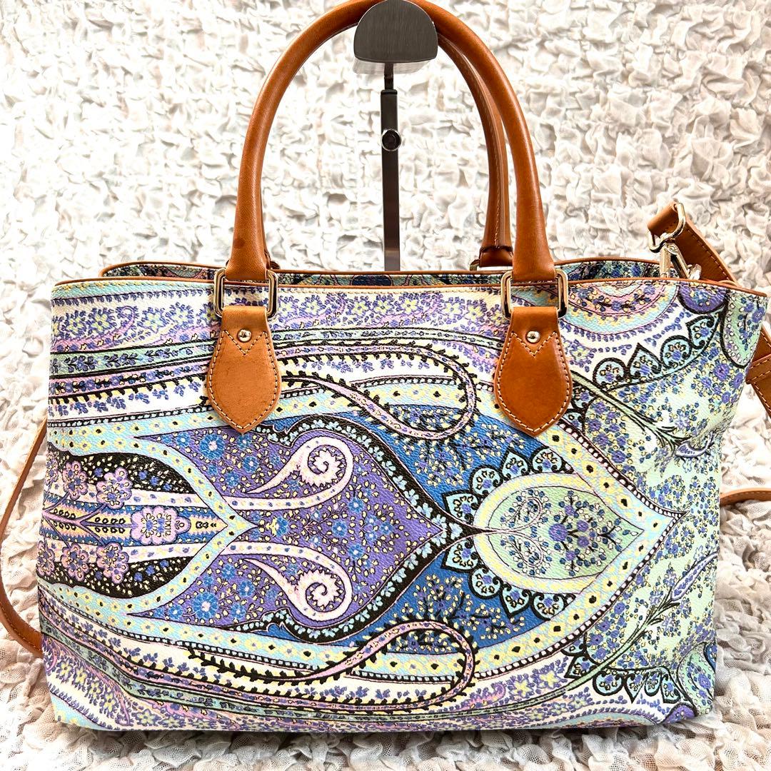 希少 ETRO エトロ ペイズリー 2way ショルダーバッグ トート マルチ