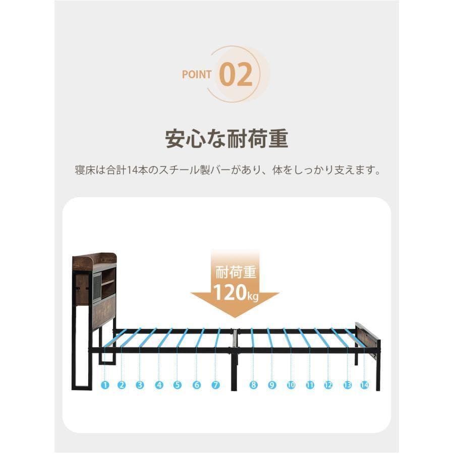 新品 シングルベッド S ベッドフレーム パイプベッド 木製 1467-160