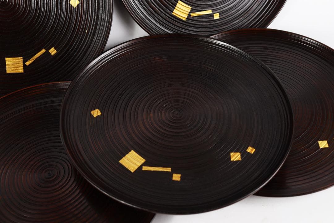 平安堂 　高級漆器 切箔散し　会席膳 五客　茶道具　盆