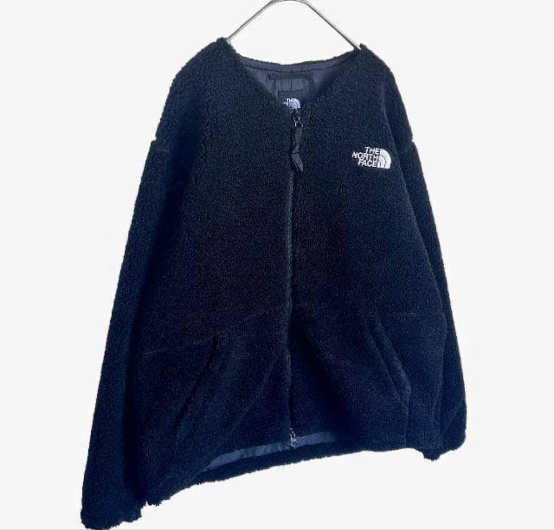 【美品】ノースフェイス フリースカーディガン ブラック黒XL