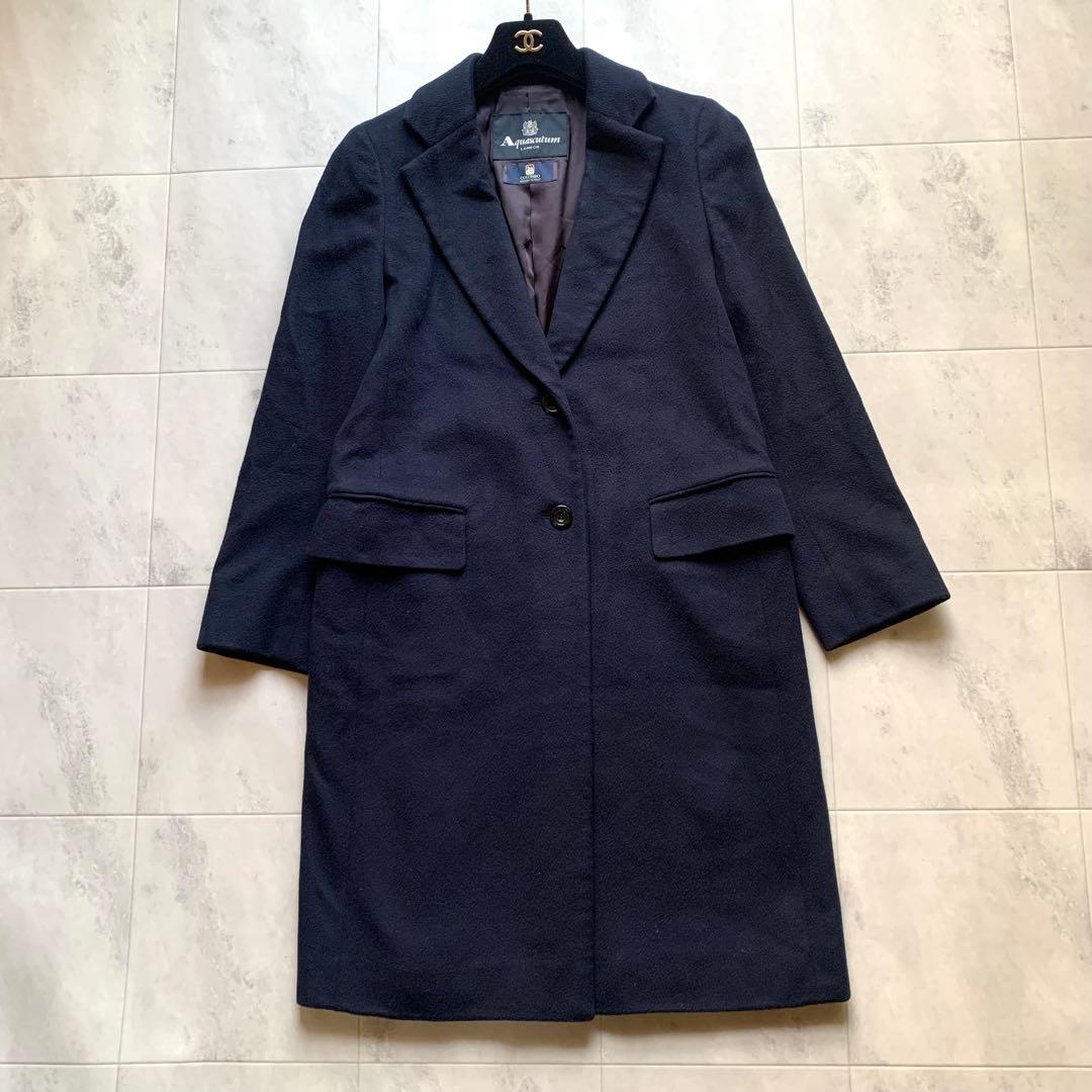 アクアスキュータム COLOMBO ウール チェスターコート ネイビー 8 M