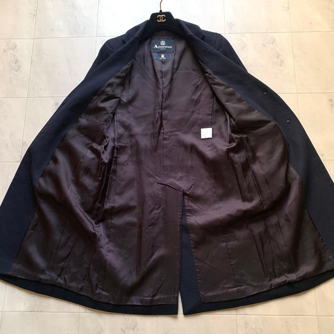 アクアスキュータム COLOMBO ウール チェスターコート ネイビー 8 M