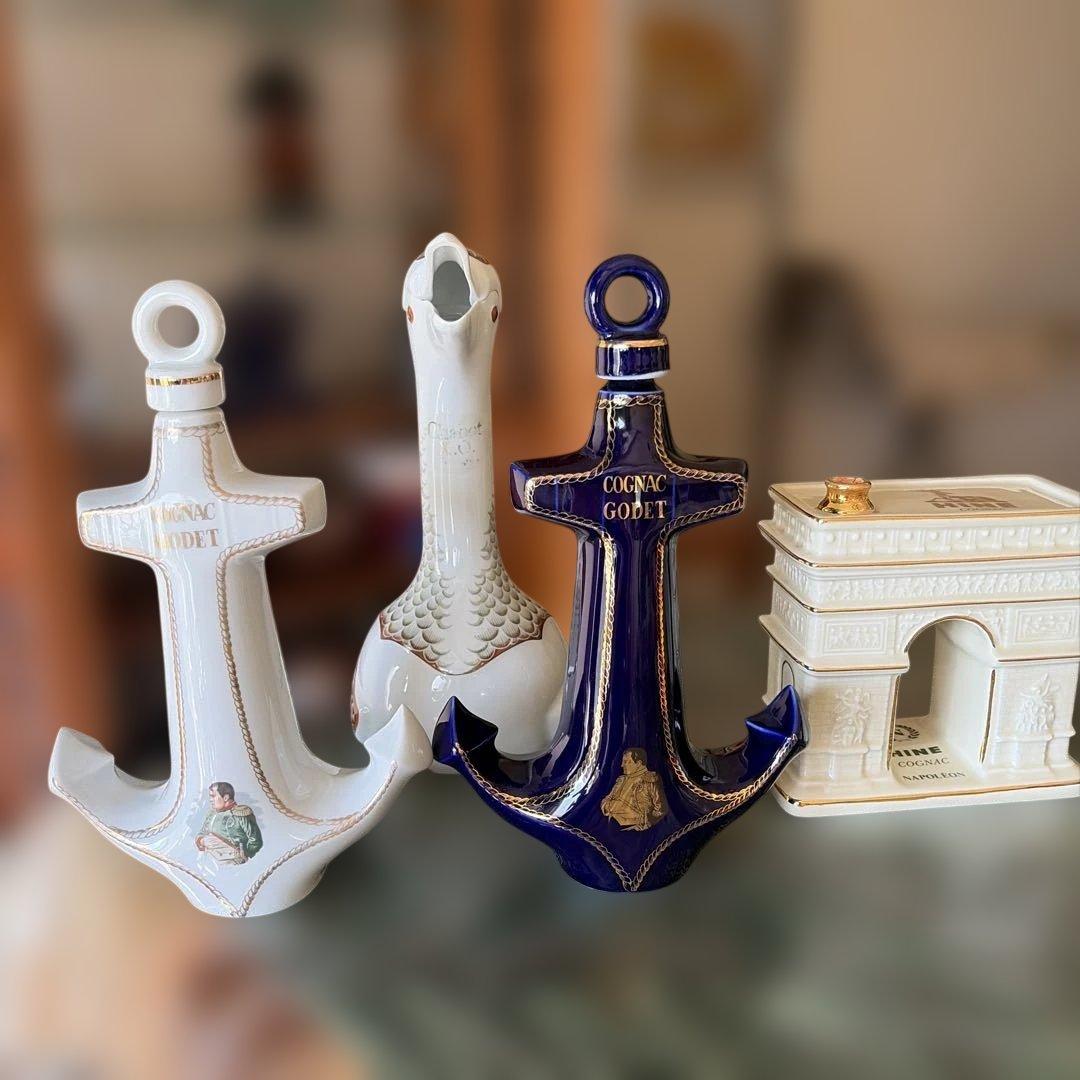 廃盤・Godetコニャック アンカー 2種・ HINE 凱旋門 ・XO 鳥 空瓶