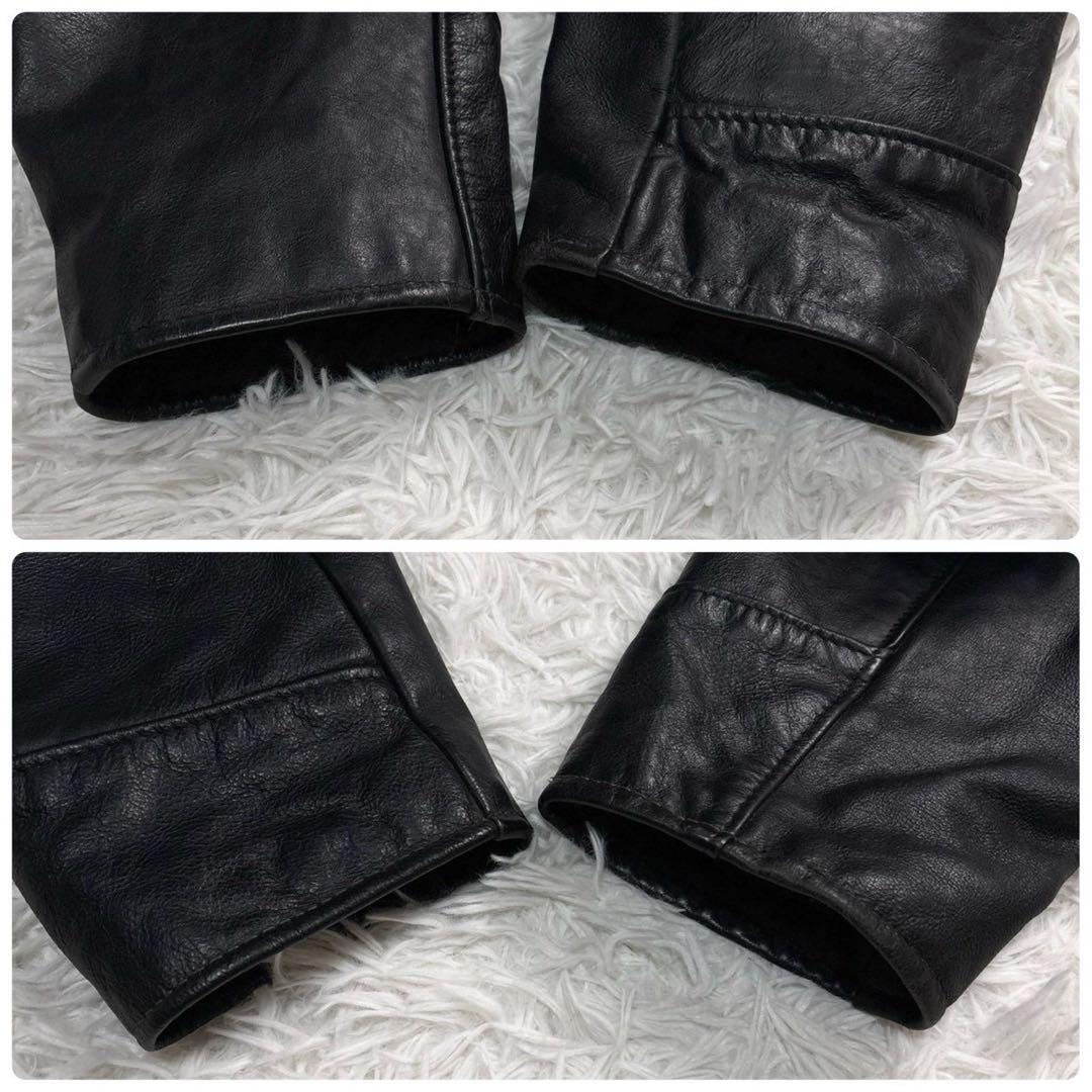 L相当 ⭐️schott 637 レザージャケット　キルティング　Dポケット　黒