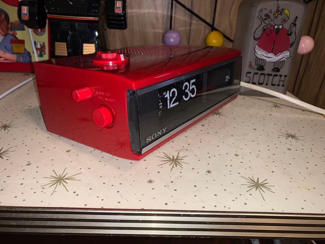 昭和レトロ　動作品　ソニー　SONY ラジオ付　パタパタ時計　スペースエイジ