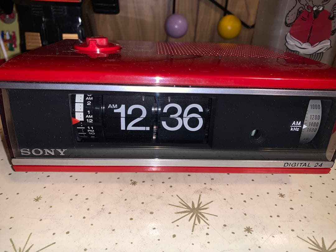 昭和レトロ　動作品　ソニー　SONY ラジオ付　パタパタ時計　スペースエイジ