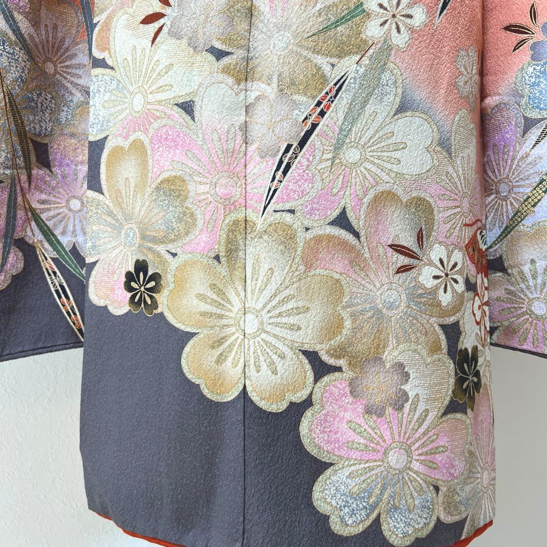 394 振袖フルセット 正絹 ダスティピンク くすみピンク 桃 金彩 暈し染め