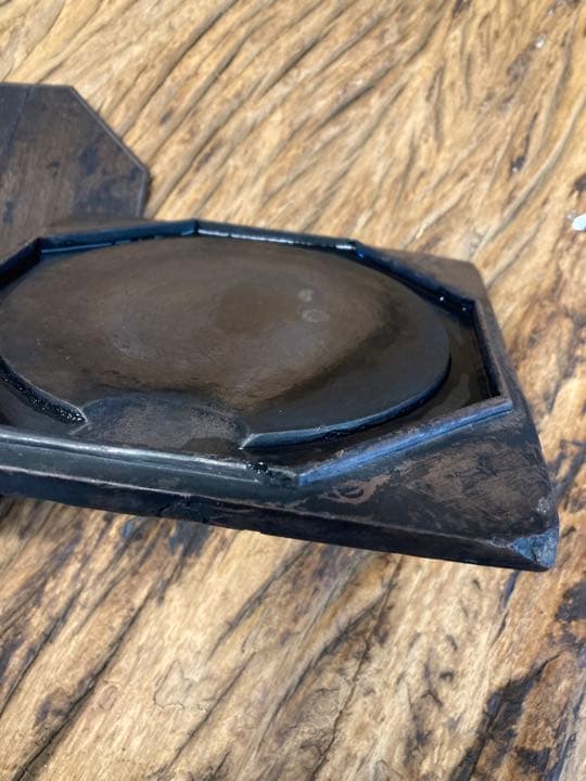 中国　古い硯　空走　木蓋あり