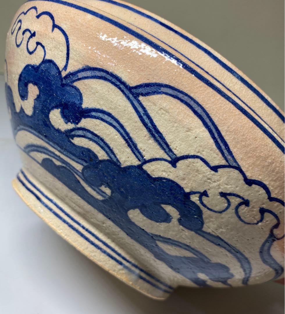 【茶道具】桃山窯　染付桜川水指（共箱）