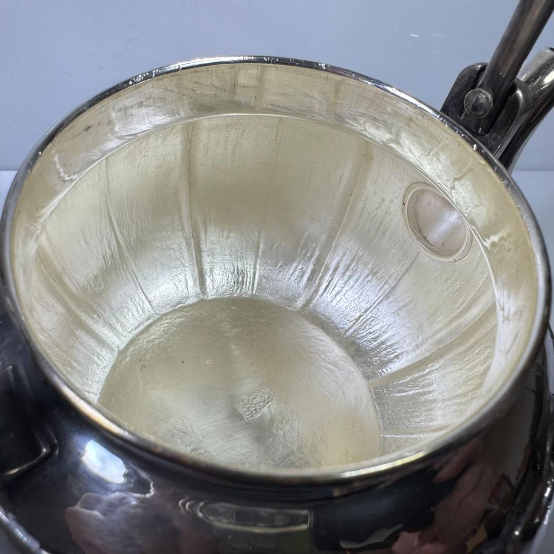 純銀製 一晃斎造 三連環貴石摘 湯沸 煎茶 銀瓶 古美術品 やかん 純銀保証