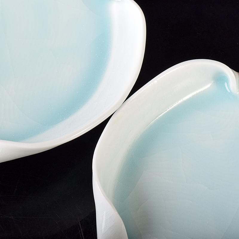 和食器　加藤洋二作　氷裂皿　五客　共箱　D　R8094B