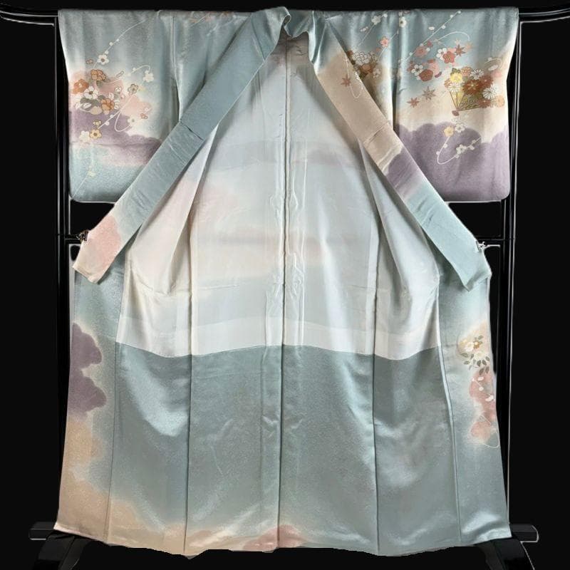 千總 水色染め分け 花扇 観世水 訪問着