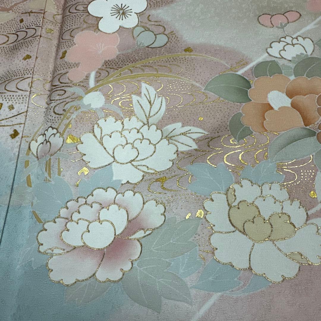 千總 水色染め分け 花扇 観世水 訪問着