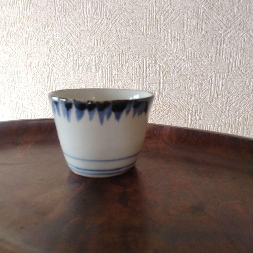 古伊万里染付雨降り文猪口江戸時代