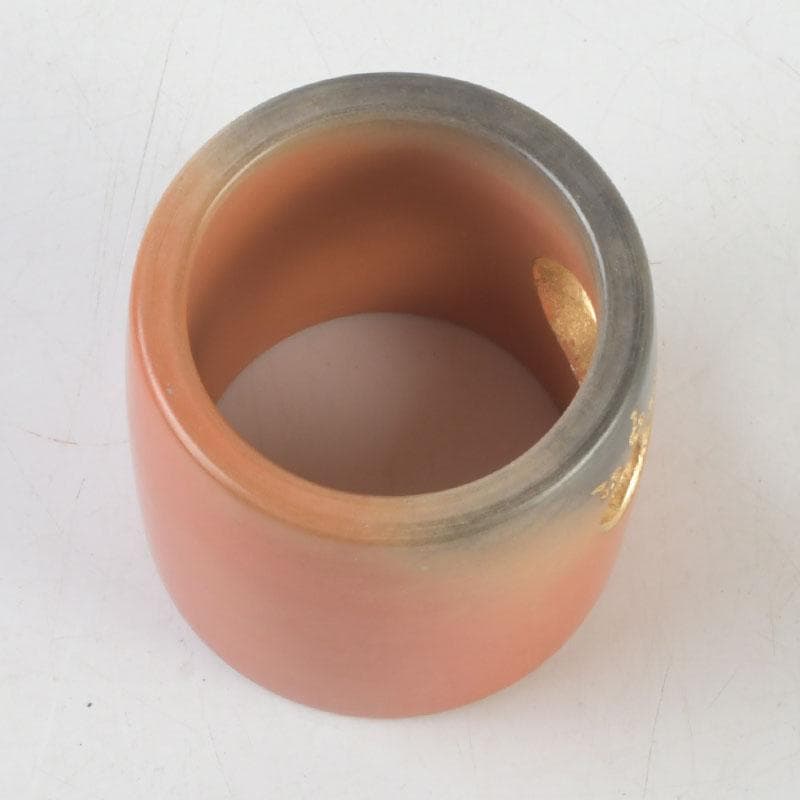 茶道具　雲華焼　風炉師　山崎宗元作　宝珠透かし蓋置　共布共箱　V　9667