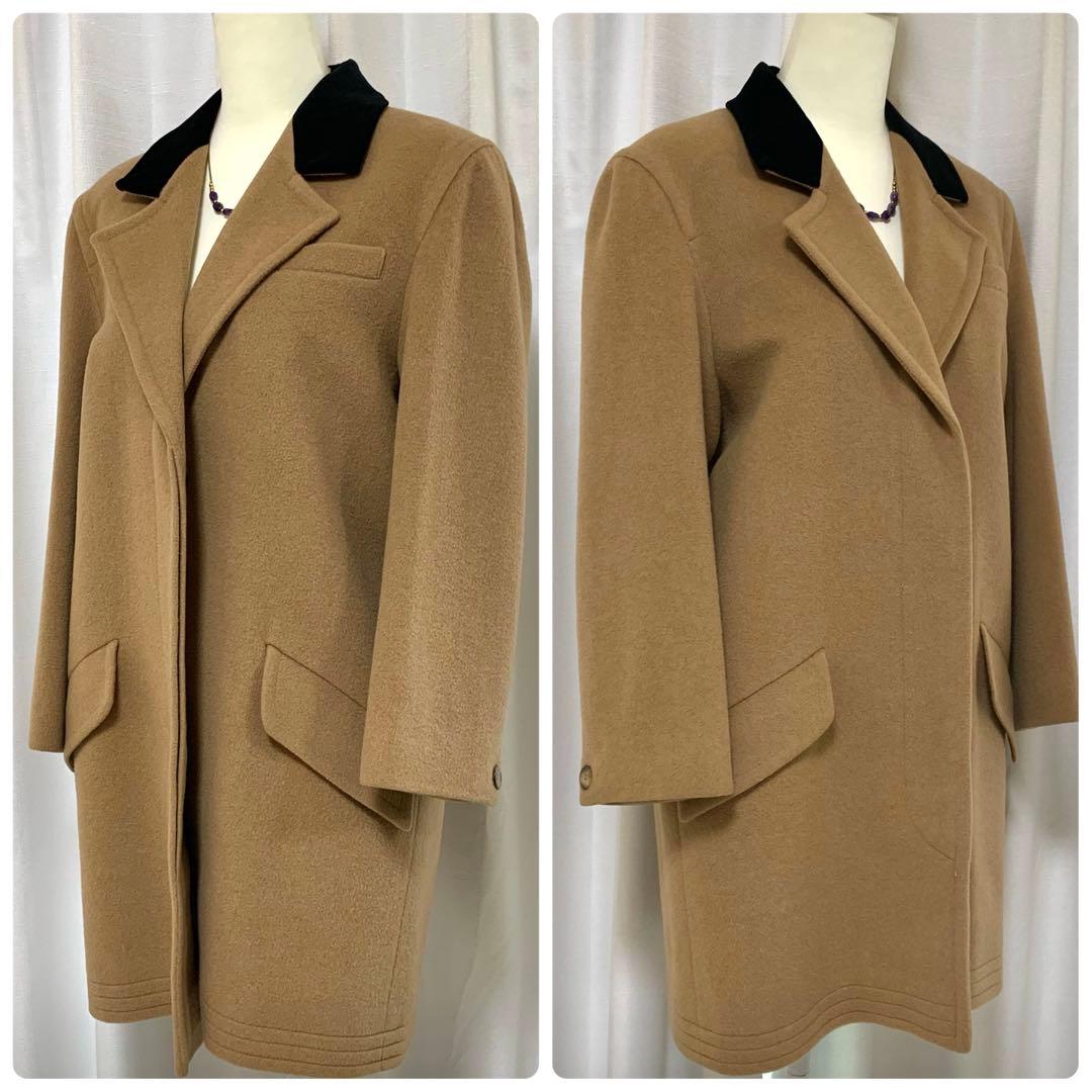 最高級 JAEGER イエガー 英国製 コート キャメル100% ベロア襟