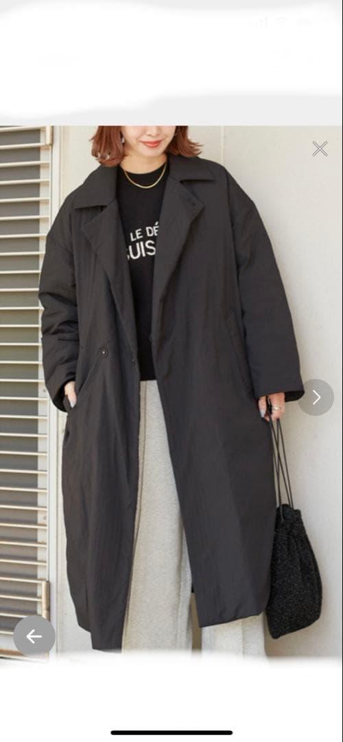 B.C STOCK ワッシャーナイロンダウン チェスターコート　ブラック　S