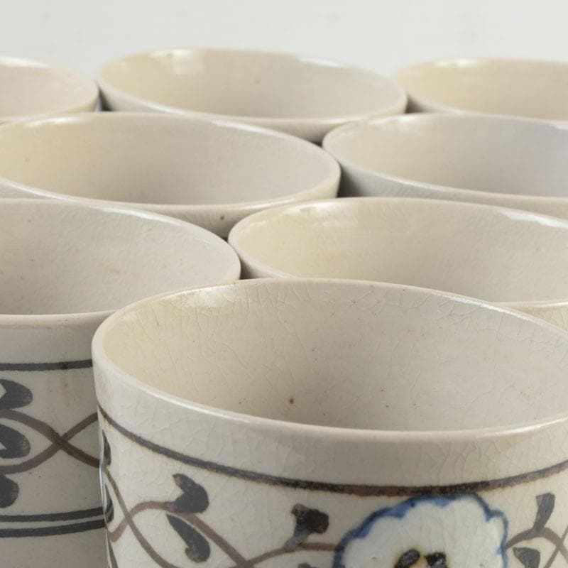 和食器　茶懐石　粟田焼　染付　仁清写菊唐草文　向付　十客　時代箱　V　9296