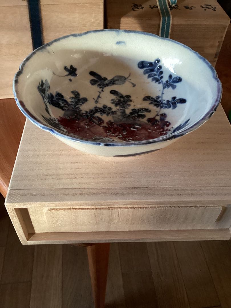 初期古平戸中鉢染付図　時代物コレクション　幅約15.8cm×高さ約4.5cm