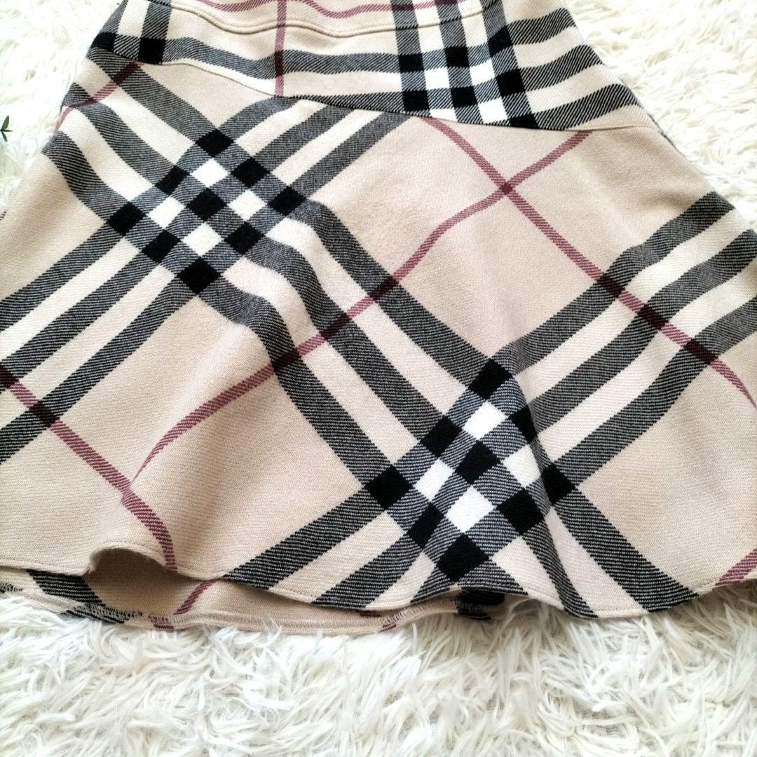 バーバリーロンドン　メガチェック　アシンメトリー ウールスカート ベージュ 40